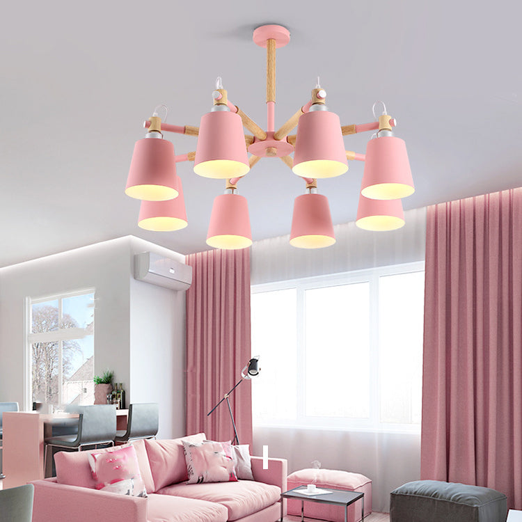 Hölzerne Kegelform Pendelleuchte Leuchte Einfacher Deckenleuchter im Wohnzimmer