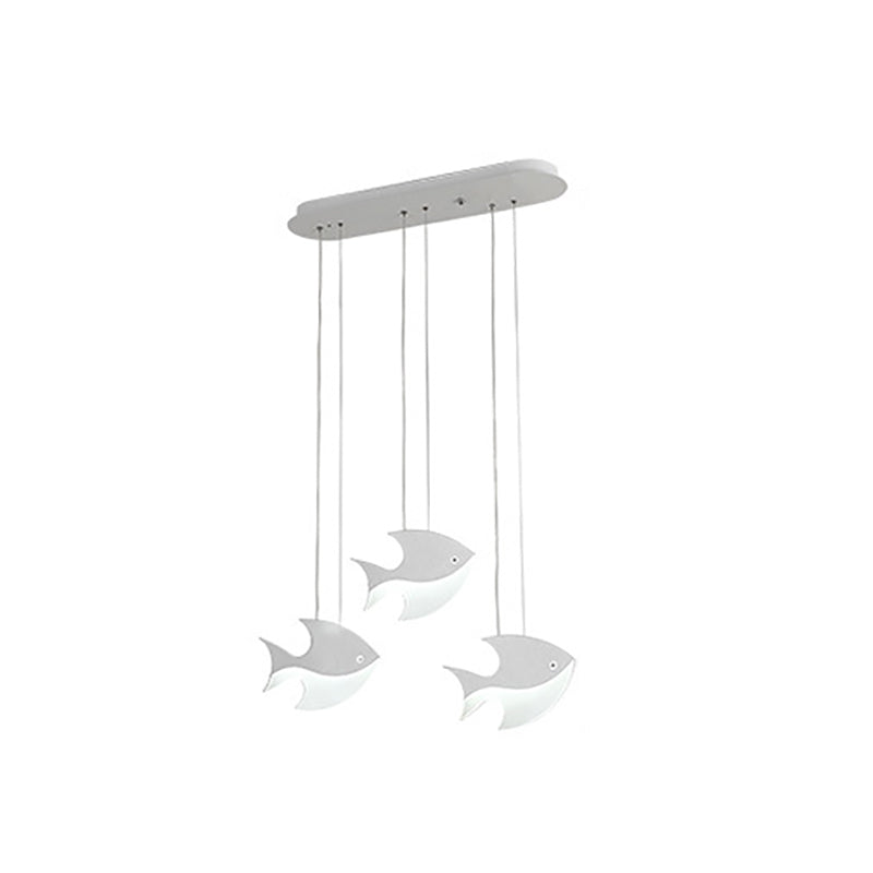 Fish Shaped LED Pendant Light Metallic Minimalist Multiple Hanging Light for Dining Room