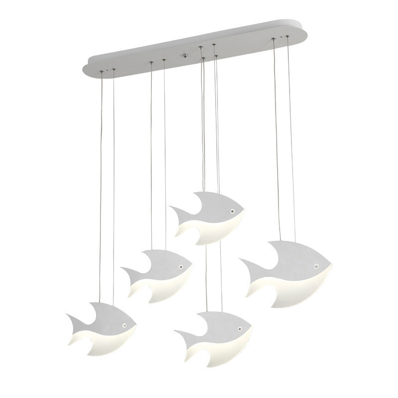 Fish Shaped LED Pendant Light Metallic Minimalist Multiple Hanging Light for Dining Room