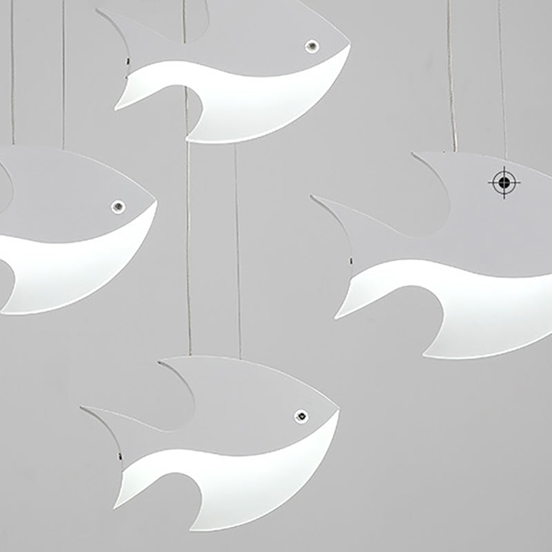 Fish Shaped LED Pendant Light Metallic Minimalist Multiple Hanging Light for Dining Room