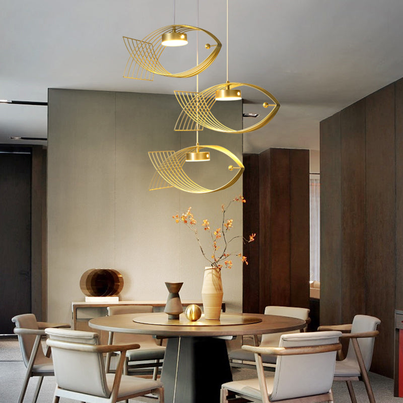 Luz colgante de pescado artístico Minimalista Metal Comedor LED LECHE