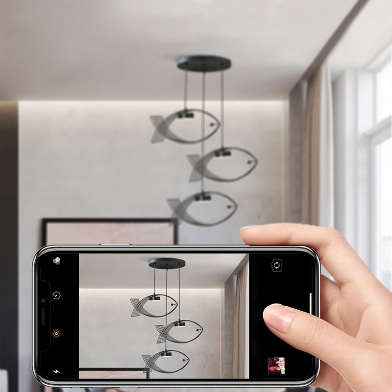 Luz colgante de pescado artístico Minimalista Metal Comedor LED LECHE