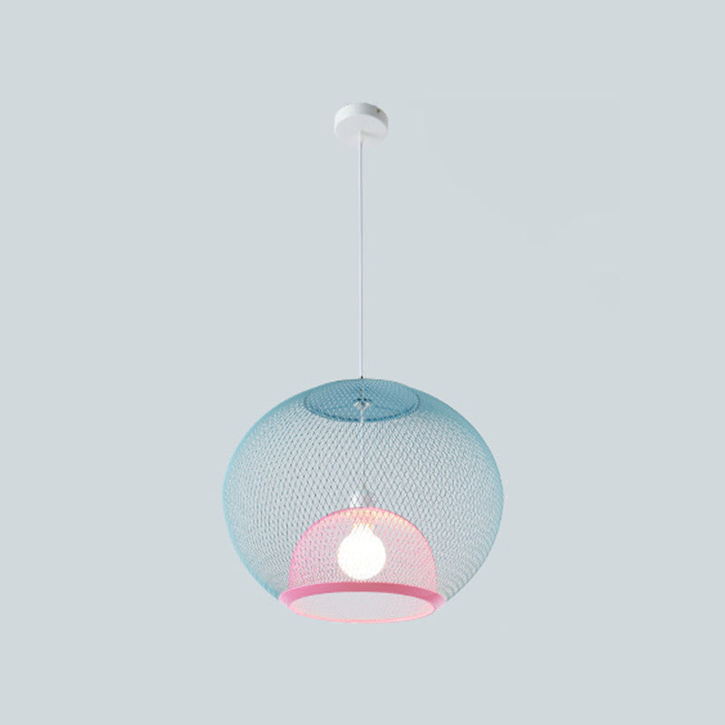 Éclairage à mailles de fil de fer Light Macaron Style 1 Hier Globe Suspension Lumière