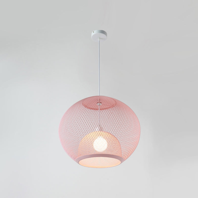 Éclairage à mailles de fil de fer Light Macaron Style 1 Hier Globe Suspension Lumière