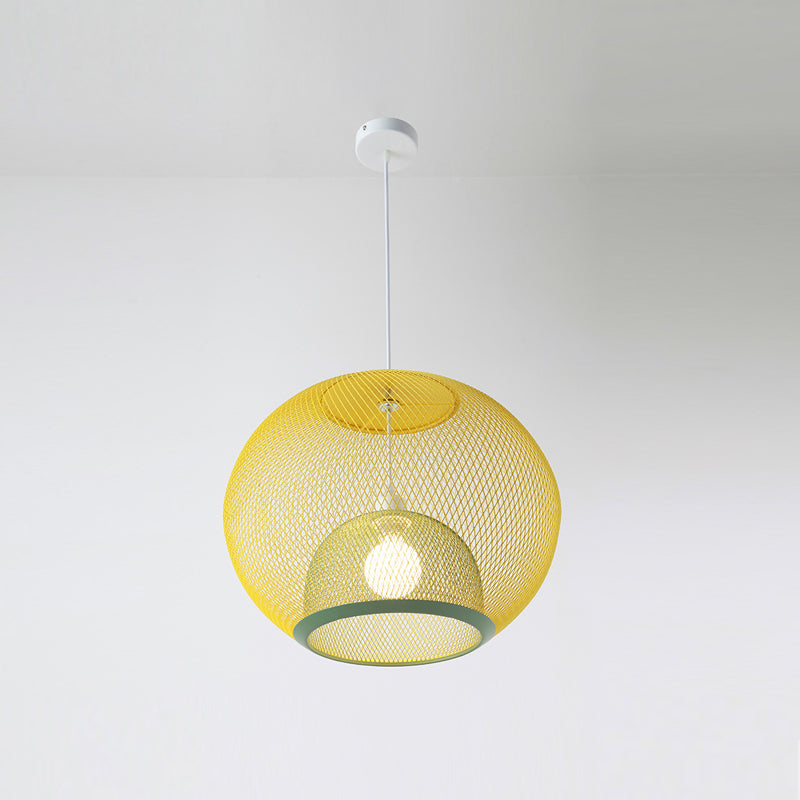 Éclairage à mailles de fil de fer Light Macaron Style 1 Hier Globe Suspension Lumière