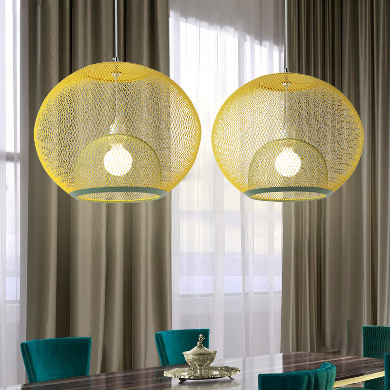 Éclairage à mailles de fil de fer Light Macaron Style 1 Hier Globe Suspension Lumière