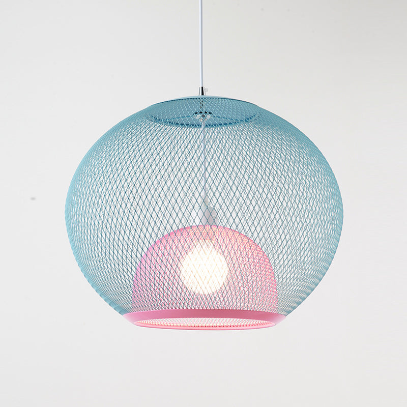 Éclairage à mailles de fil de fer Light Macaron Style 1 Hier Globe Suspension Lumière