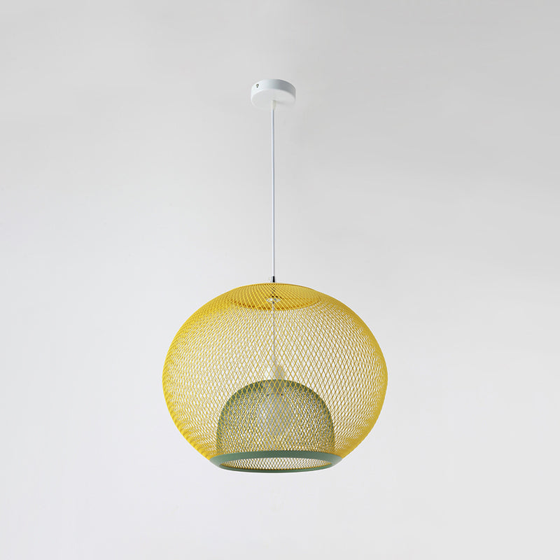 Éclairage à mailles de fil de fer Light Macaron Style 1 Hier Globe Suspension Lumière