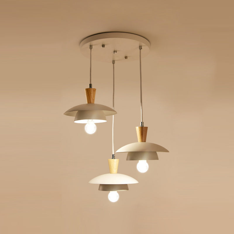 Saucer Pendant Lamp Wooden Nordic Hanging Light Fixture for Dining Room