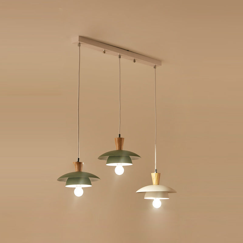 Saucer Pendant Lamp Wooden Nordic Hanging Light Fixture for Dining Room