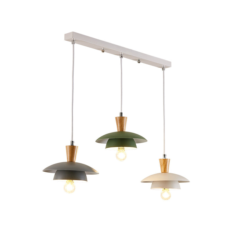 Saucer Pendant Lamp Wooden Nordic Hanging Light Fixture for Dining Room