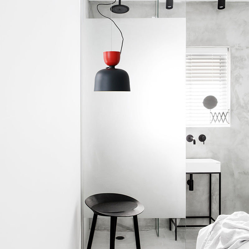 Macaron Color Block Suspension Lighting Aluminum 1 Bulb Pendant Light for Dining Room