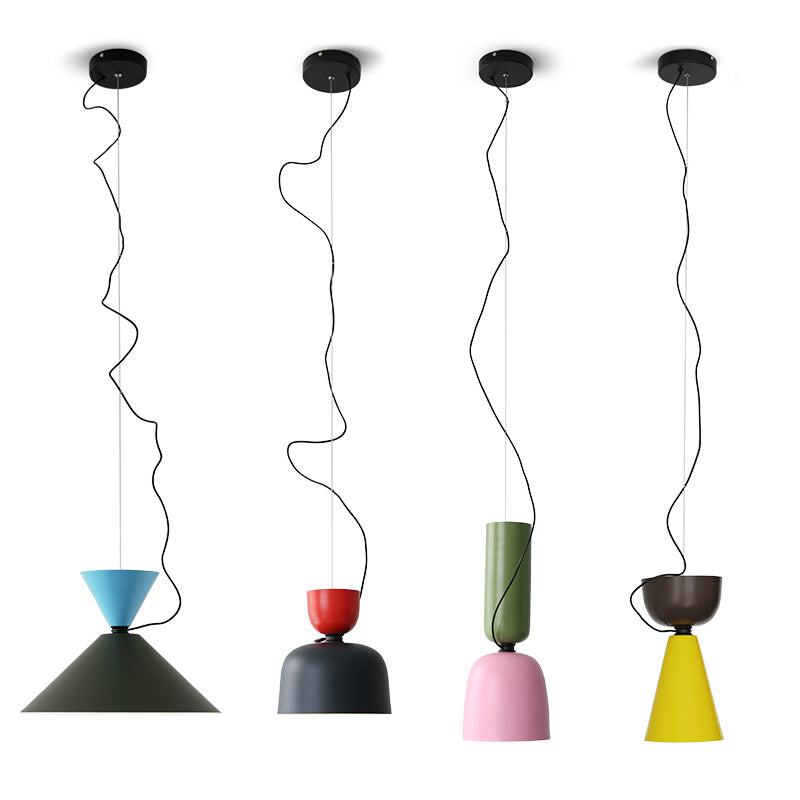 Macaron Color Block Suspension Lighting Aluminium 1 Bulbe Pendant Pendre pour salle à manger