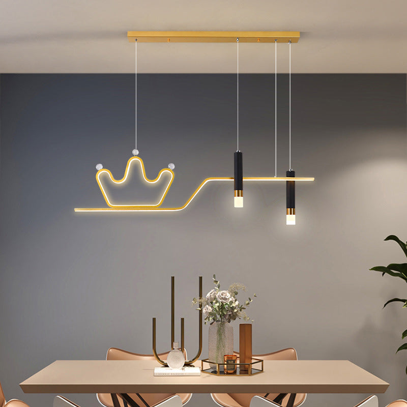 Metal Crown Pendant Lighting Stylish Minimalist LED Hanging Lamp for Dining Room