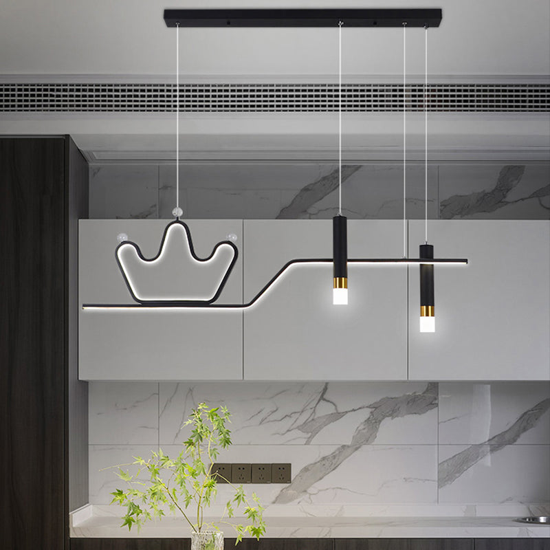 Metal Crown Pendant Lighting Stylish Minimalist LED Hanging Lamp for Dining Room