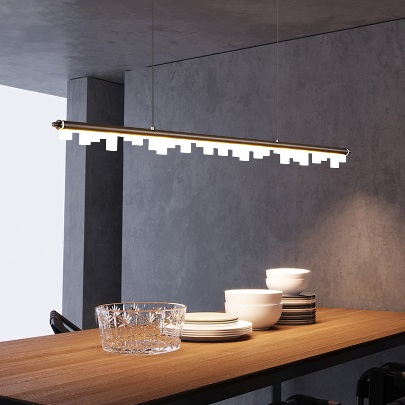 LED Pendant Light Fixture Linear Shape Hanging Lamp with Acrylic Shade for Dining Room