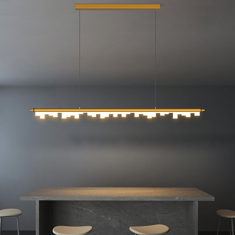 LED Pendant Light Fixture Linear Shape Hanging Lamp with Acrylic Shade for Dining Room