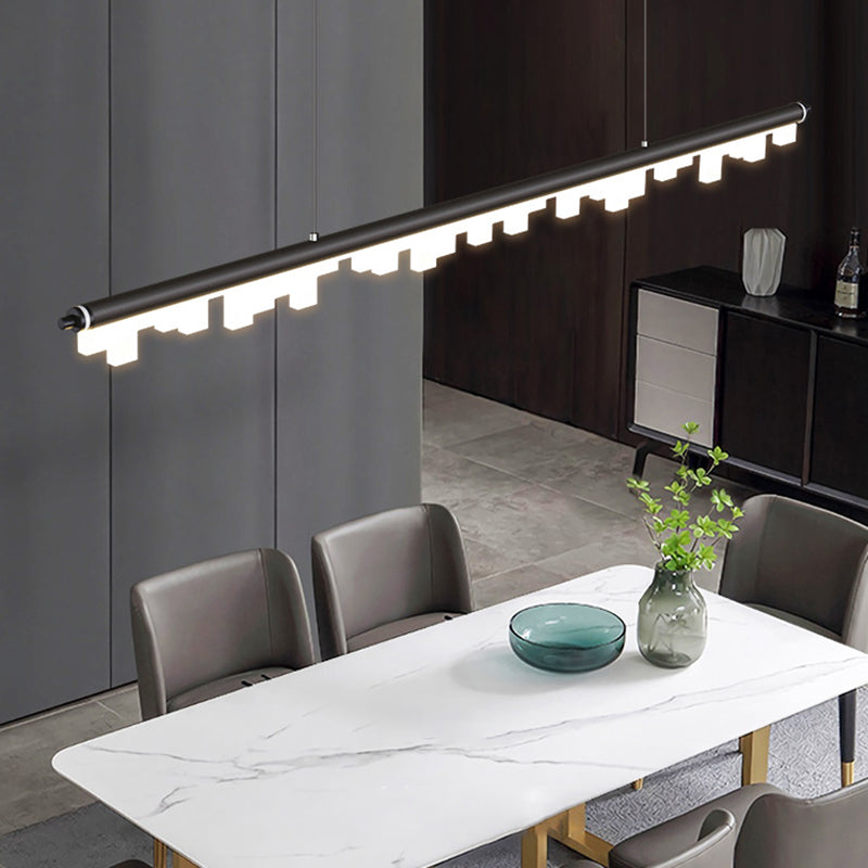LED Pendant Light Fixture Linear Shape Hanging Lamp with Acrylic Shade for Dining Room
