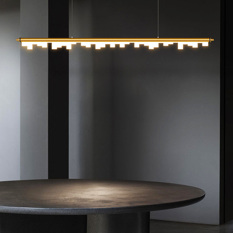 LED Pendant Light Fixture Linear Shape Hanging Lamp with Acrylic Shade for Dining Room