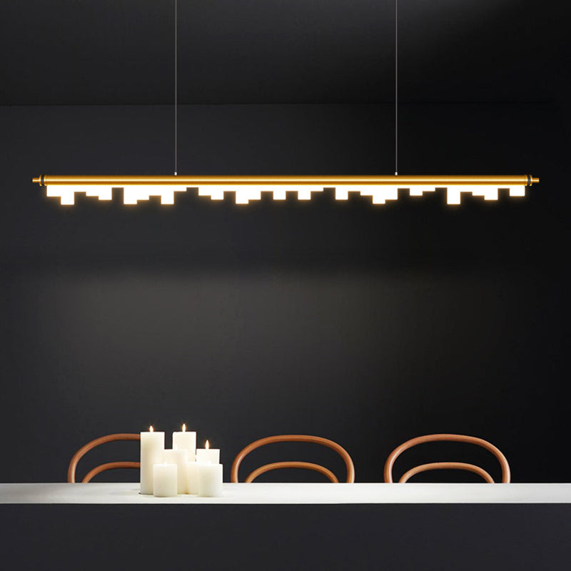 LED Pendant Light Fixture Linear Shape Hanging Lamp with Acrylic Shade for Dining Room