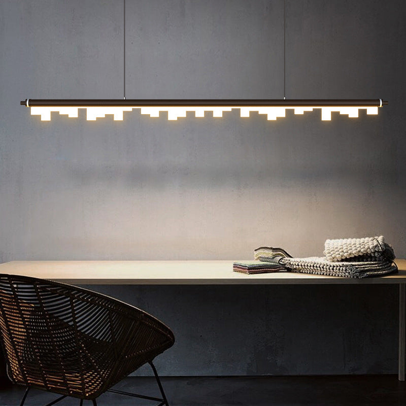LED Pendant Light Fixture Linear Shape Hanging Lamp with Acrylic Shade for Dining Room
