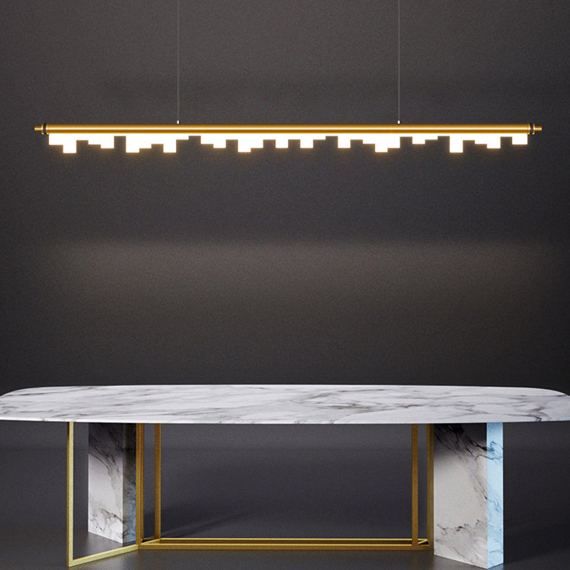 LED Pendant Light Fixture Linear Shape Hanging Lamp with Acrylic Shade for Dining Room