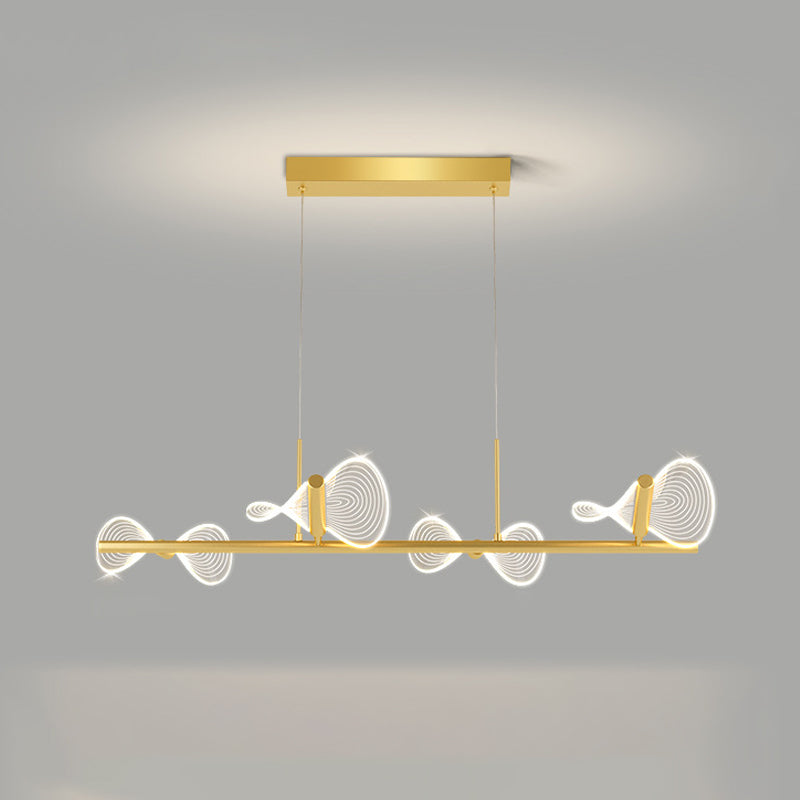 Minimalistische LED Island Lampe Bogenknotenform hängende Licht mit Acrylschatten für Esszimmer