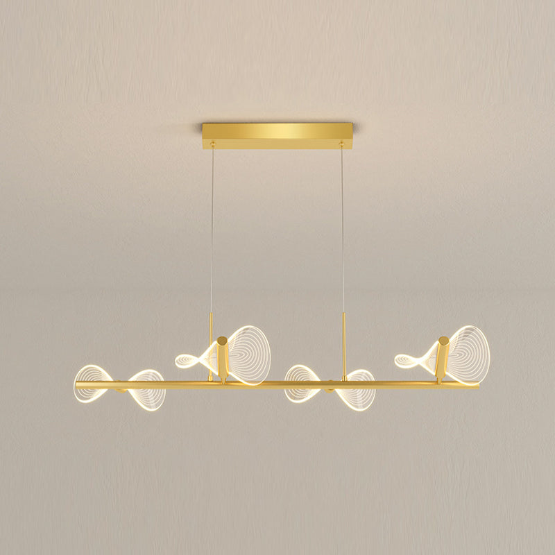 Minimalistische LED Island Lampe Bogenknotenform hängende Licht mit Acrylschatten für Esszimmer