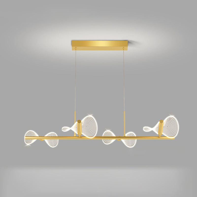 Minimalistische LED Island Lampe Bogenknotenform hängende Licht mit Acrylschatten für Esszimmer