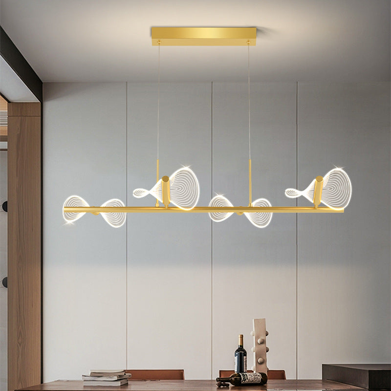 Minimalistische LED Island Lampe Bogenknotenform hängende Licht mit Acrylschatten für Esszimmer