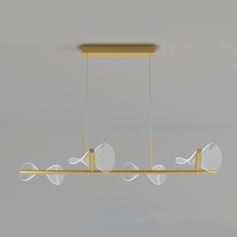 Minimalistische LED Island Lampe Bogenknotenform hängende Licht mit Acrylschatten für Esszimmer