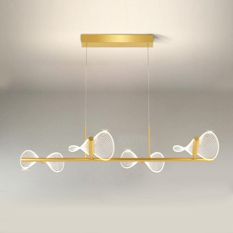 Minimalist LED Island Lamp Bowknot Shaped Hanging Light with Acrylic Shade for Dining Room