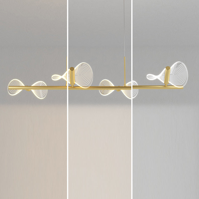 Minimalistische LED Island Lampe Bogenknotenform hängende Licht mit Acrylschatten für Esszimmer