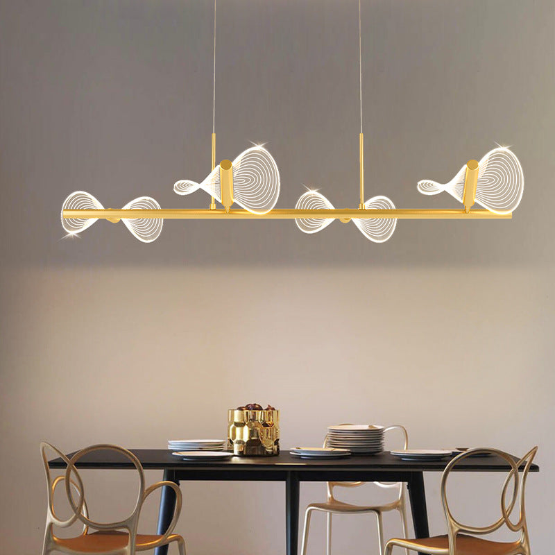 Minimalistische LED Island Lampe Bogenknotenform hängende Licht mit Acrylschatten für Esszimmer