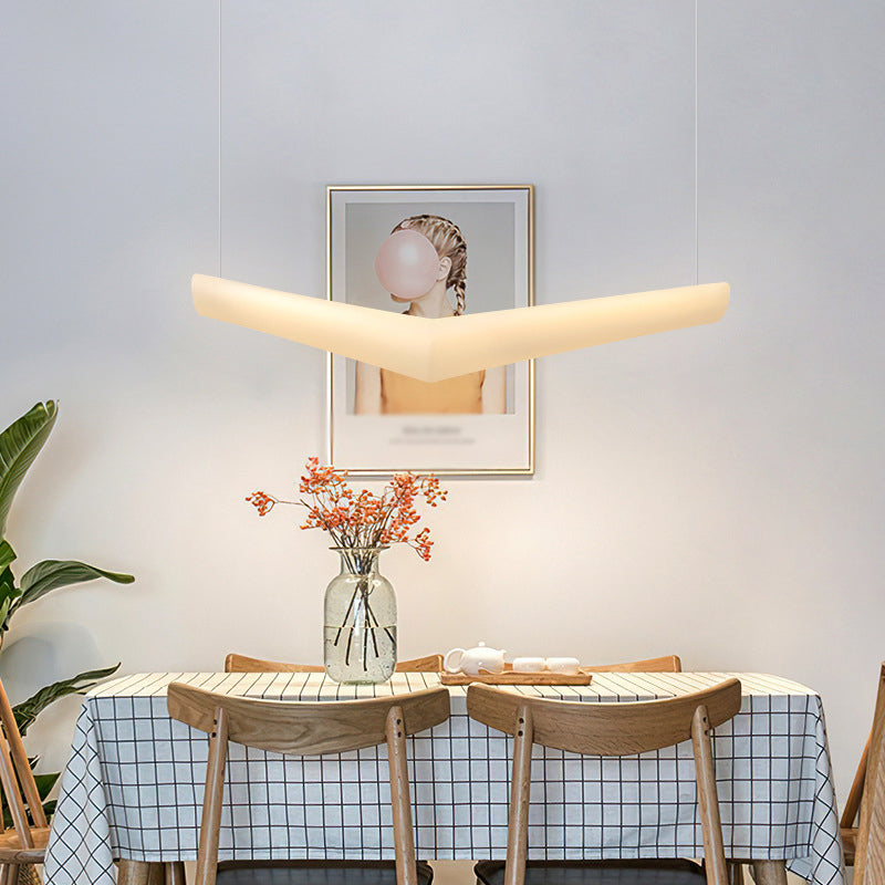 V Shape Island Light Minimalist Led colgante de plástico para comedor para el comedor