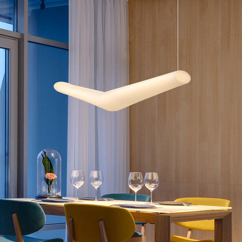 V Shape Island Light Minimalist Led colgante de plástico para comedor para el comedor