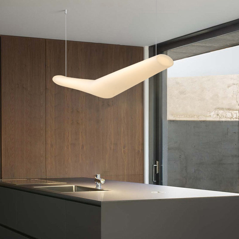 V Shape Island Light Minimalist Led colgante de plástico para comedor para el comedor