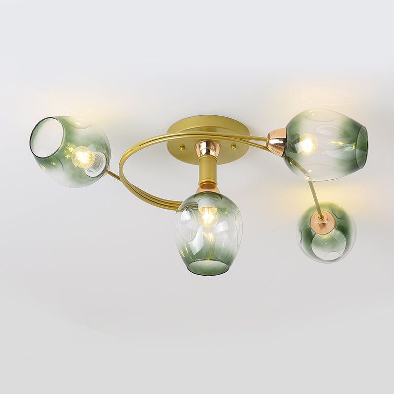 Transparent Glass Tulip Ceiling Lamp Modern Style Living Room Semi Flush Mount Light