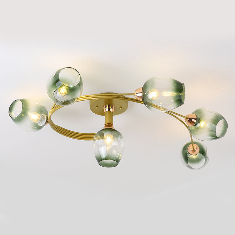 Transparent Glass Tulip Ceiling Lamp Modern Style Living Room Semi Flush Mount Light