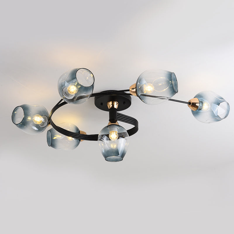 Transparent Glass Tulip Ceiling Lamp Modern Style Living Room Semi Flush Mount Light