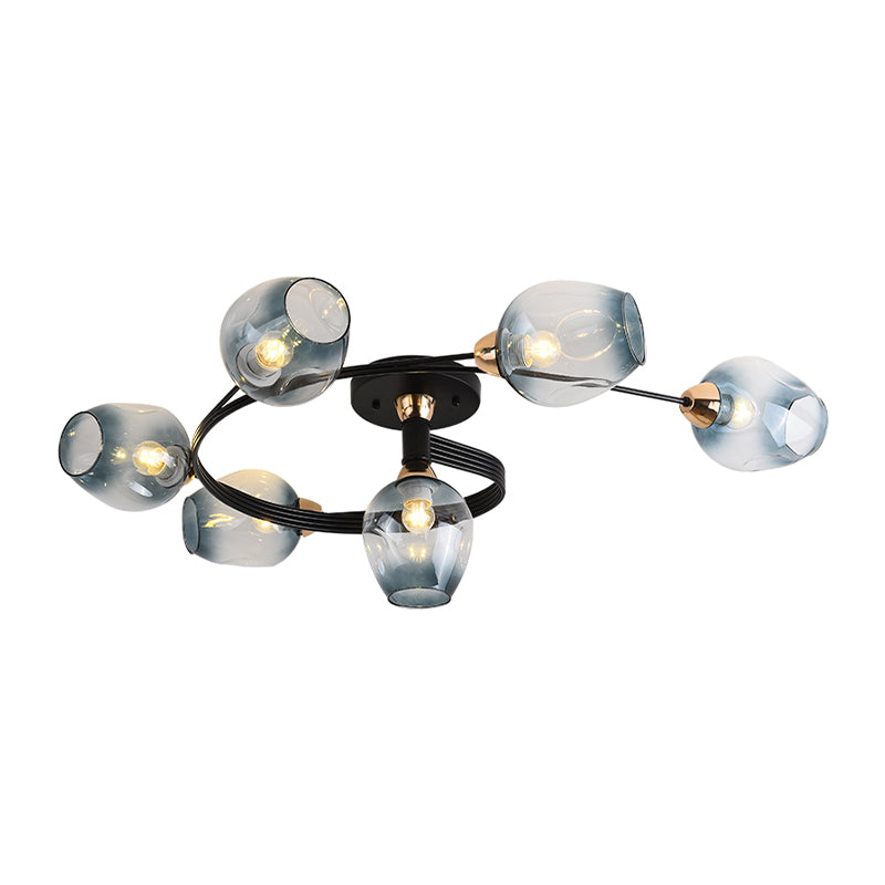 Transparent Glass Tulip Ceiling Lamp Modern Style Living Room Semi Flush Mount Light