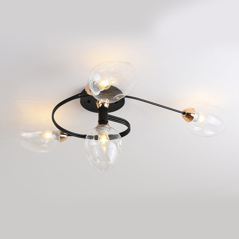 Transparent Glass Tulip Ceiling Lamp Modern Style Living Room Semi Flush Mount Light