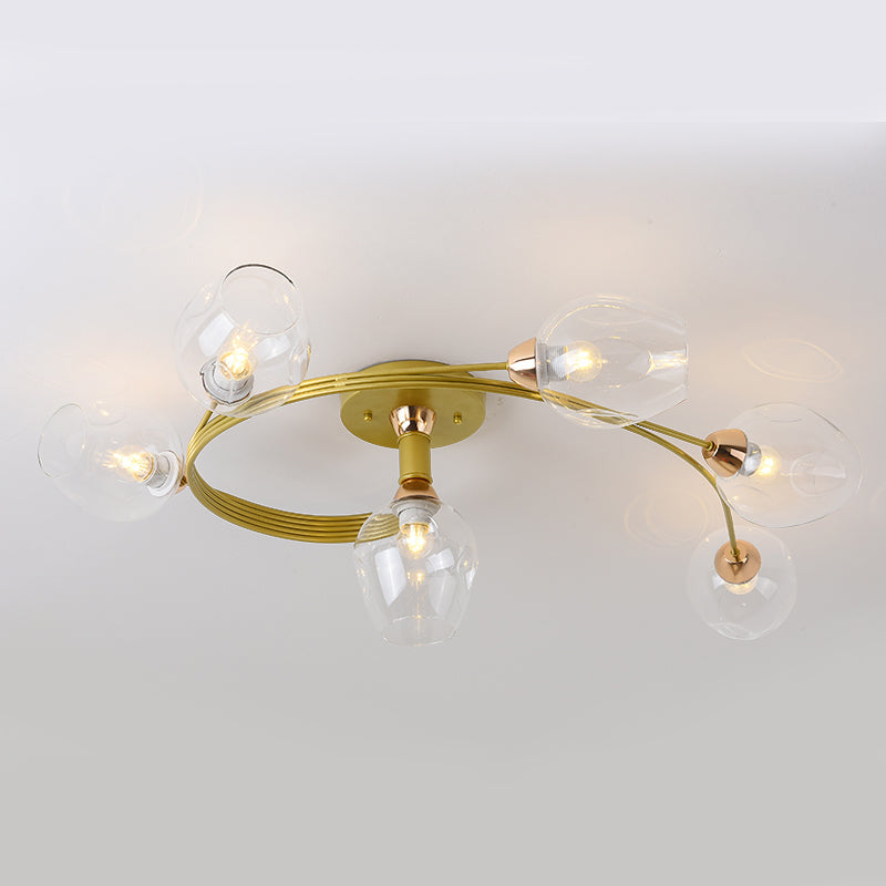 Transparent Glass Tulip Ceiling Lamp Modern Style Living Room Semi Flush Mount Light