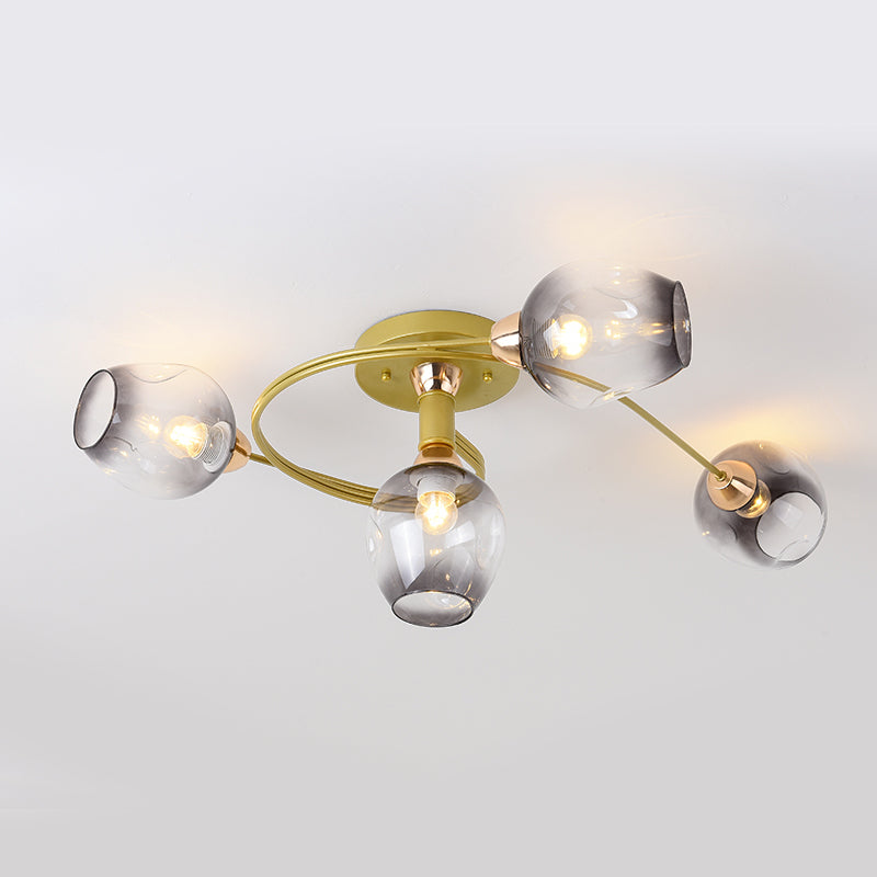 Transparent Glass Tulip Ceiling Lamp Modern Style Living Room Semi Flush Mount Light