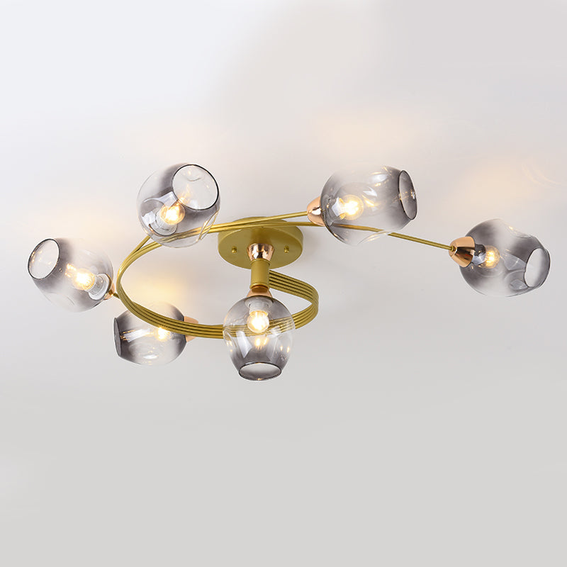 Transparent Glass Tulip Ceiling Lamp Modern Style Living Room Semi Flush Mount Light