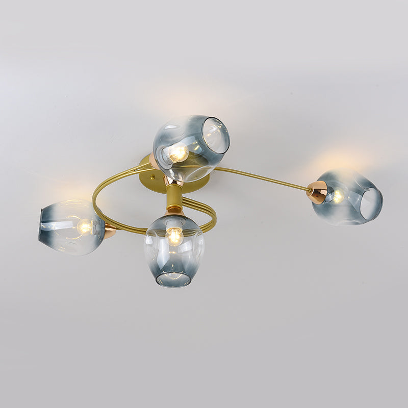 Transparent Glass Tulip Ceiling Lamp Modern Style Living Room Semi Flush Mount Light