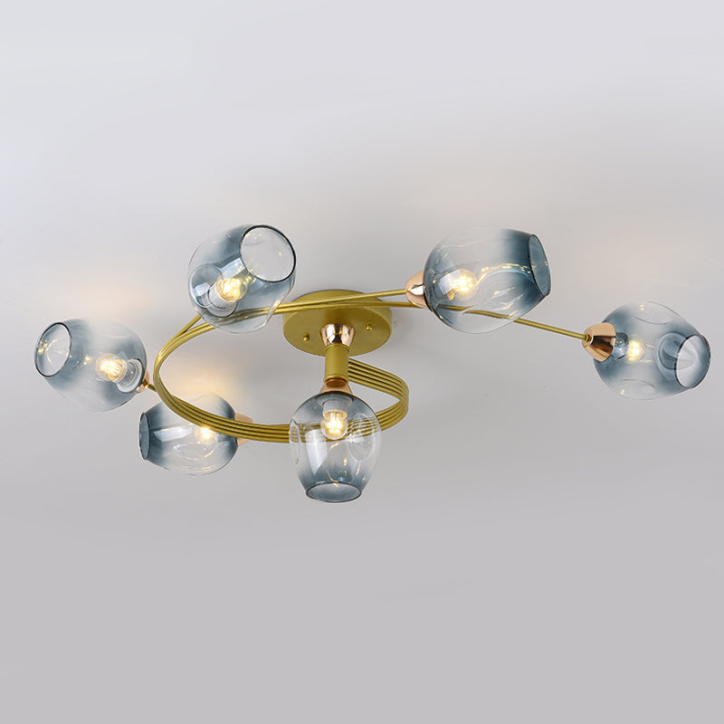 Transparent Glass Tulip Ceiling Lamp Modern Style Living Room Semi Flush Mount Light