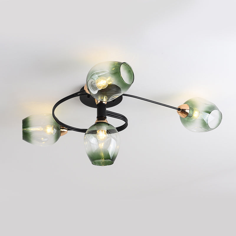 Transparent Glass Tulip Ceiling Lamp Modern Style Living Room Semi Flush Mount Light