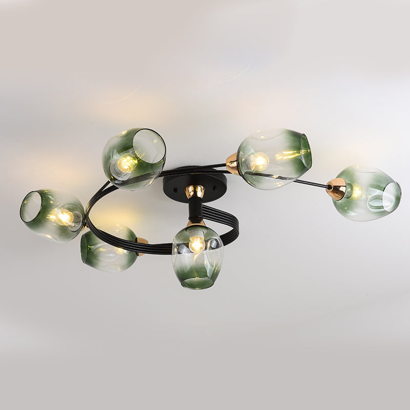 Transparent Glass Tulip Ceiling Lamp Modern Style Living Room Semi Flush Mount Light