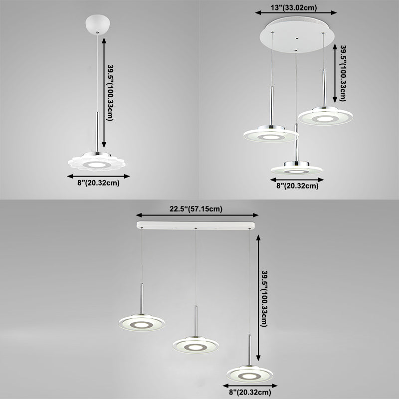Simplicité LED Pendante luminaire de drop lampe à chute géométrique avec ombre acrylique